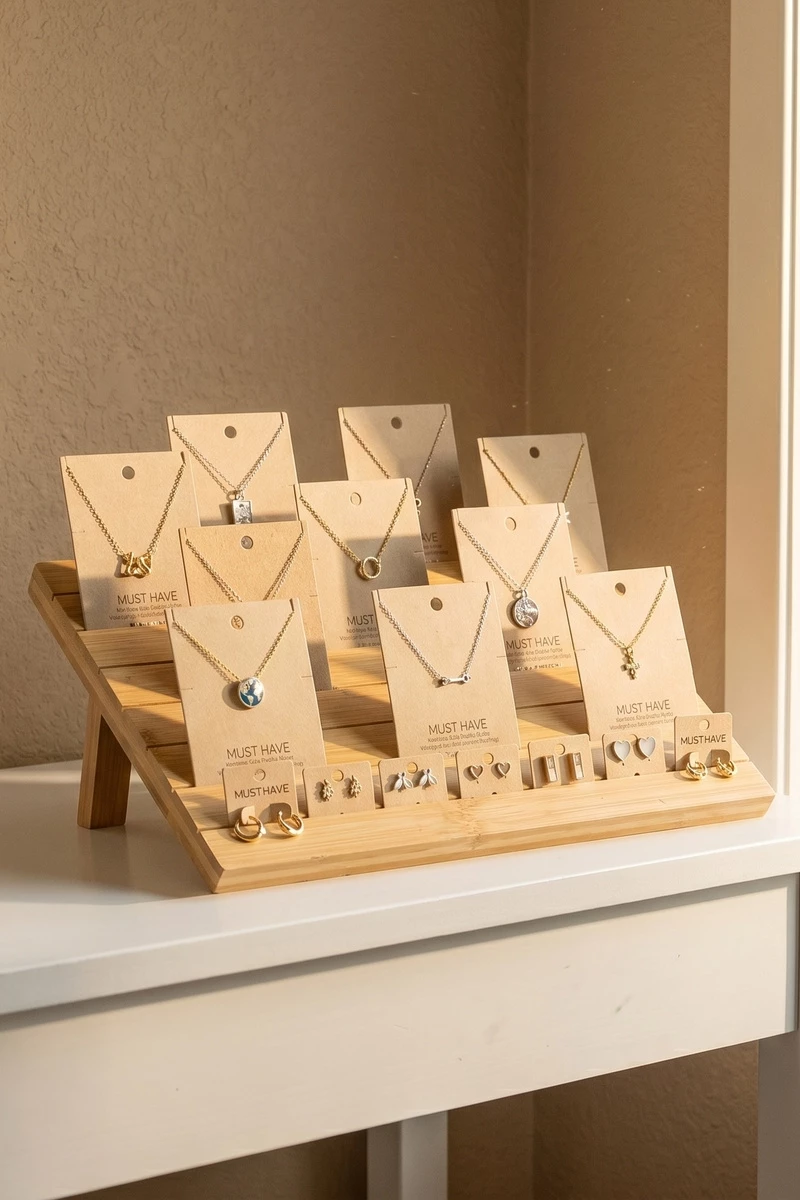 Multi Tier Bamboo Jewelry Display Stand