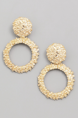 Metallic Textured Circle Drop Earrings
