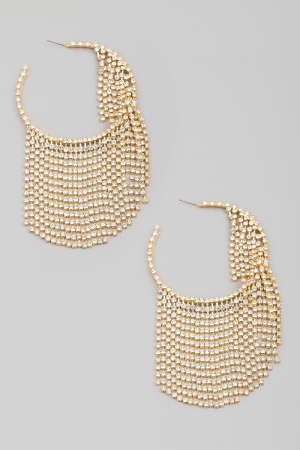 Pave Fringe Hoop Earrings