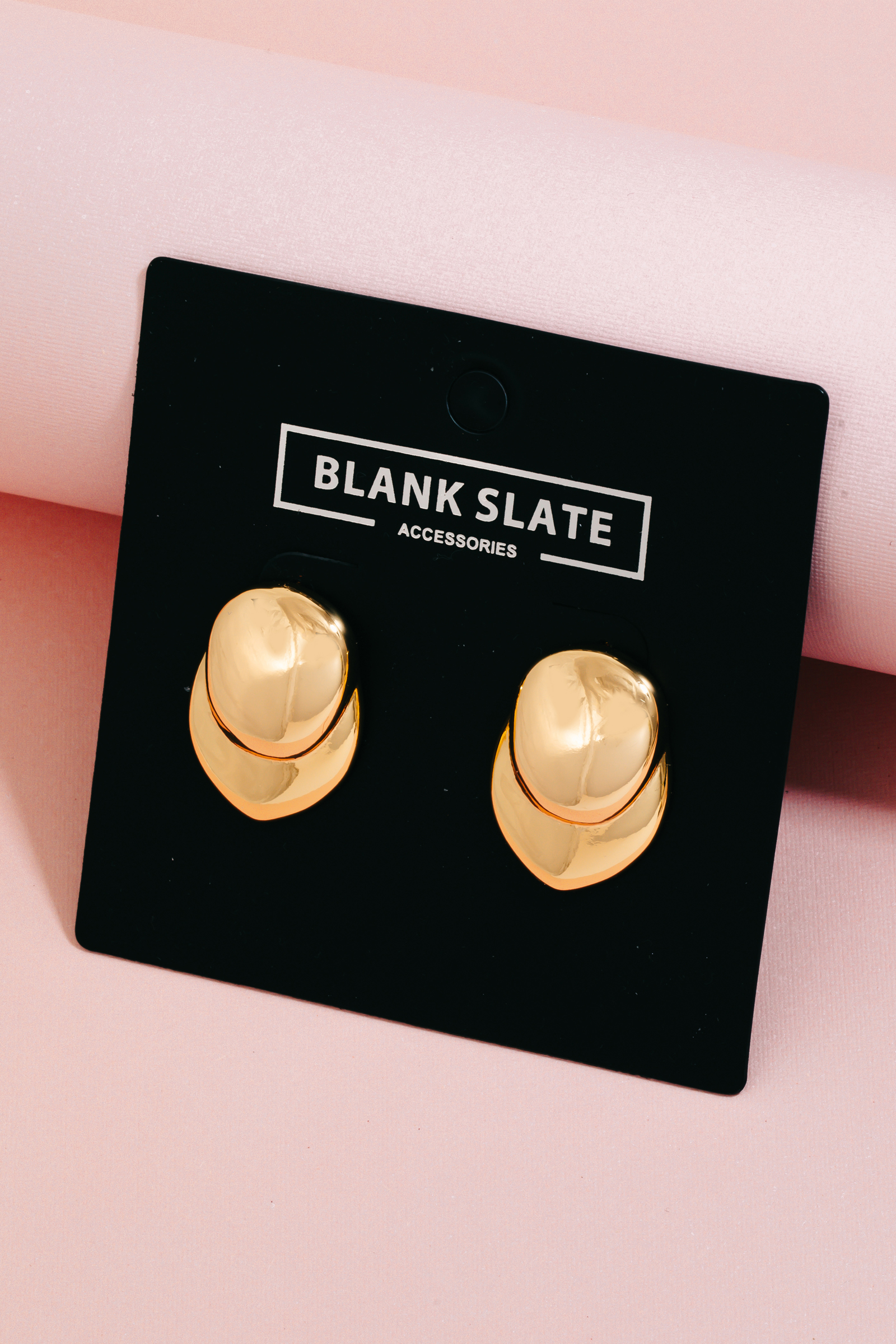 Gold Dipped Oval Layered Earrings