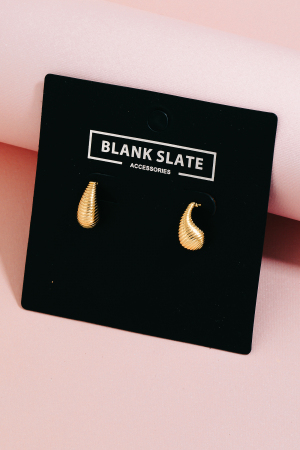 Gold Dipped Mini Ribbed Teardrop Earrings