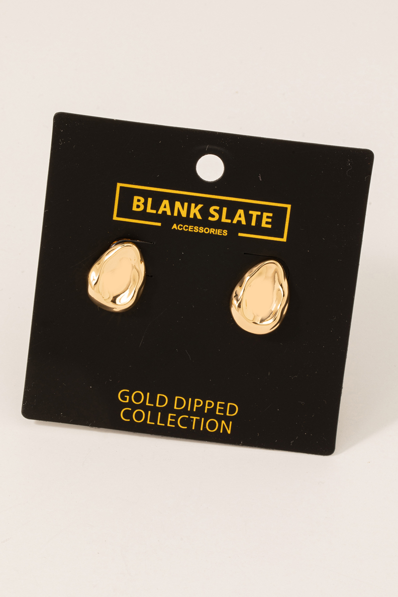 Gold Dipped Oval Post Earrings