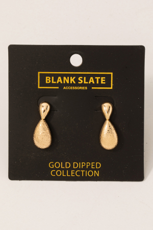 Gold Dipped Textured Teardrop Earrings