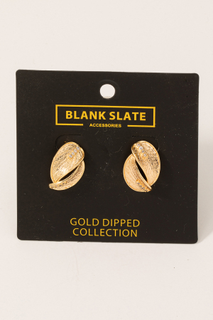 Gold Dipped Textured Double Leaf Earrings
