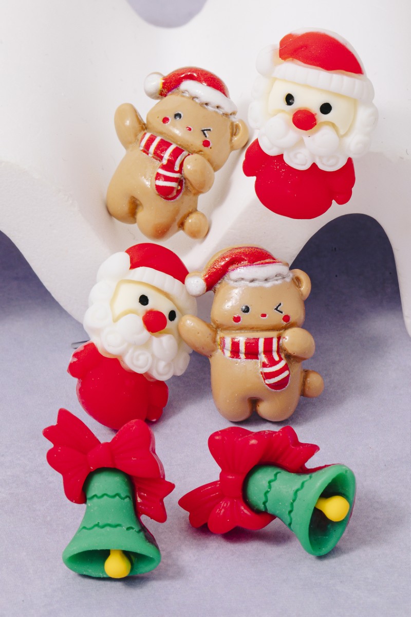 Festive Christmas 3Pc Stud Earrings Set