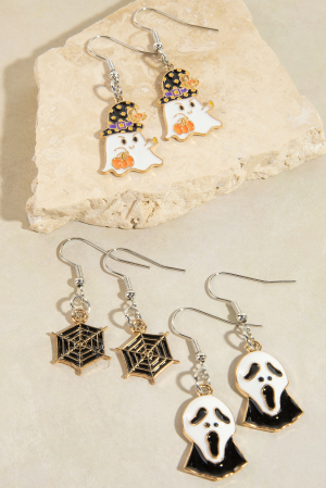 Enamel Halloween 3Pc Dangle Earrings Set