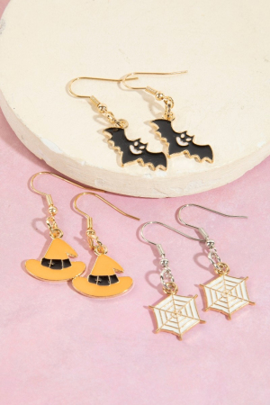 3Pc Halloween Enamel Dangle Earrings Set