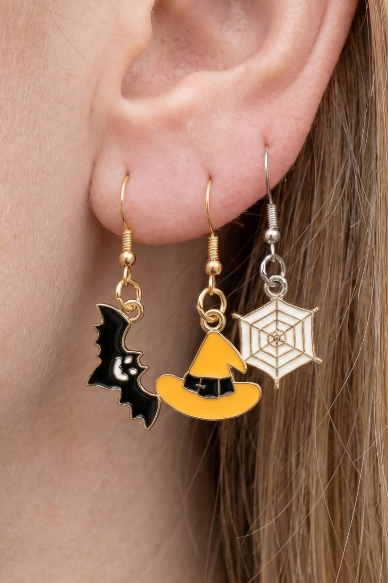 3Pc Halloween Enamel Dangle Earrings Set