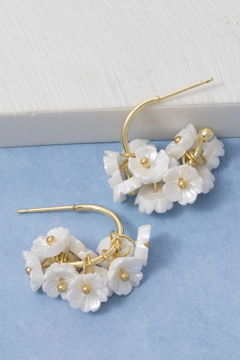Acrylic Flower Cluster Hoop Earrings