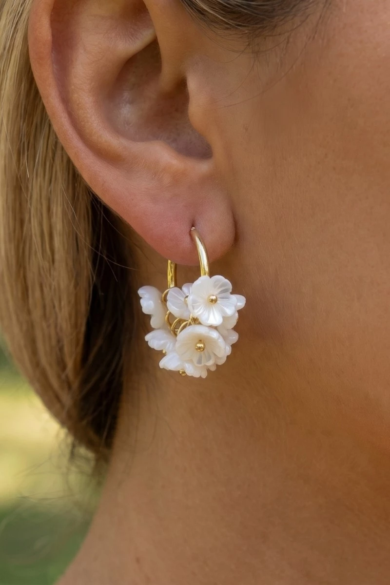 Acrylic Flower Cluster Hoop Earrings
