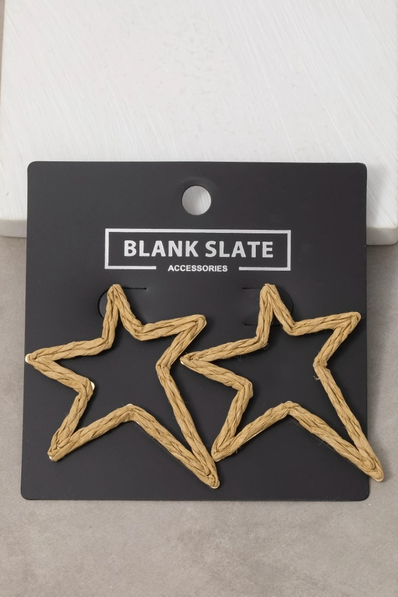 Straw Weave Star Stud Earrings