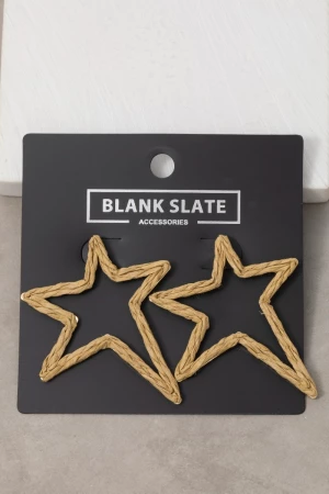 Straw Weave Star Stud Earrings