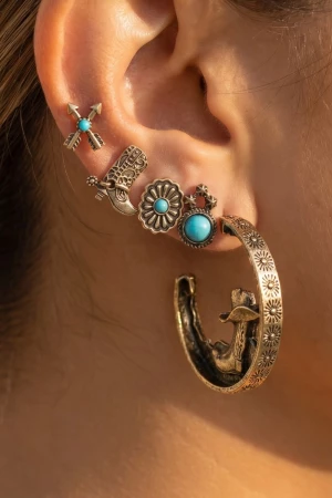 Assorted 5 Pair Western Earrings Set