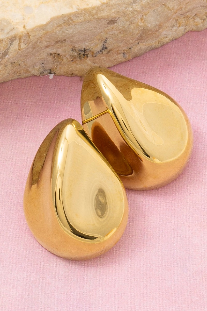 Gold Dipped Chunky Teardrop Stud Earrings