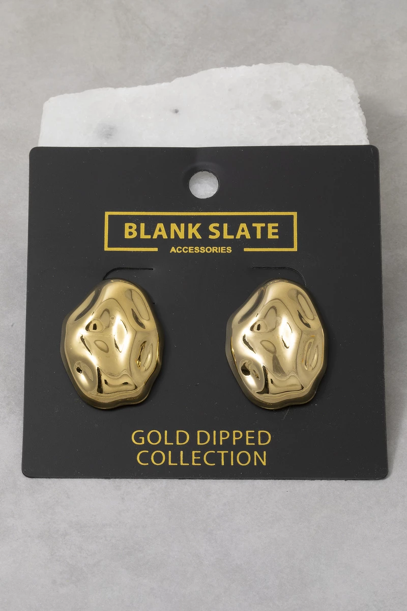 Gold Dipped Organic Nugget Stud Earrings