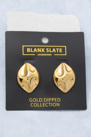 Gold Dipped Sculpted Swirl Detail Dome Stud Earrings