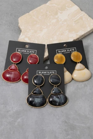 Marble Tiered Geometric Drop Statement Earrings