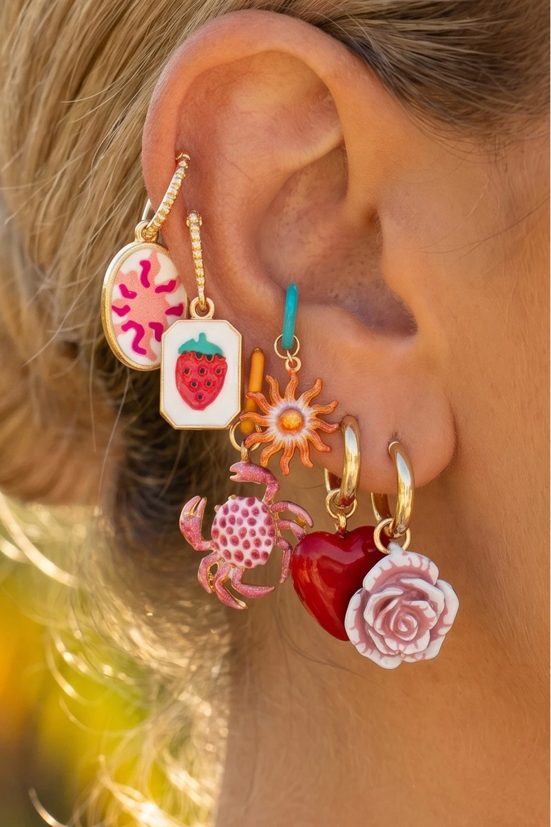 Six Piece Mixed Charm Huggie Hoop Earrings
