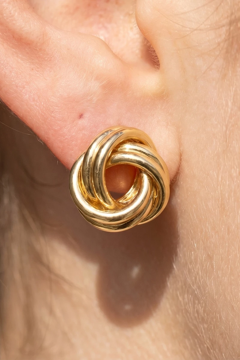 Gold Dipped Engraved Rope Ring Doorknocker Earrings