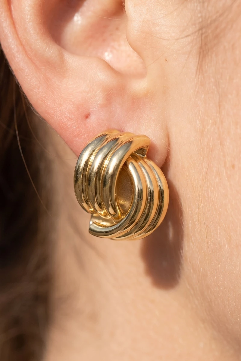 Gold Dipped Smooth Dome Tube Cluster Stud Earrings