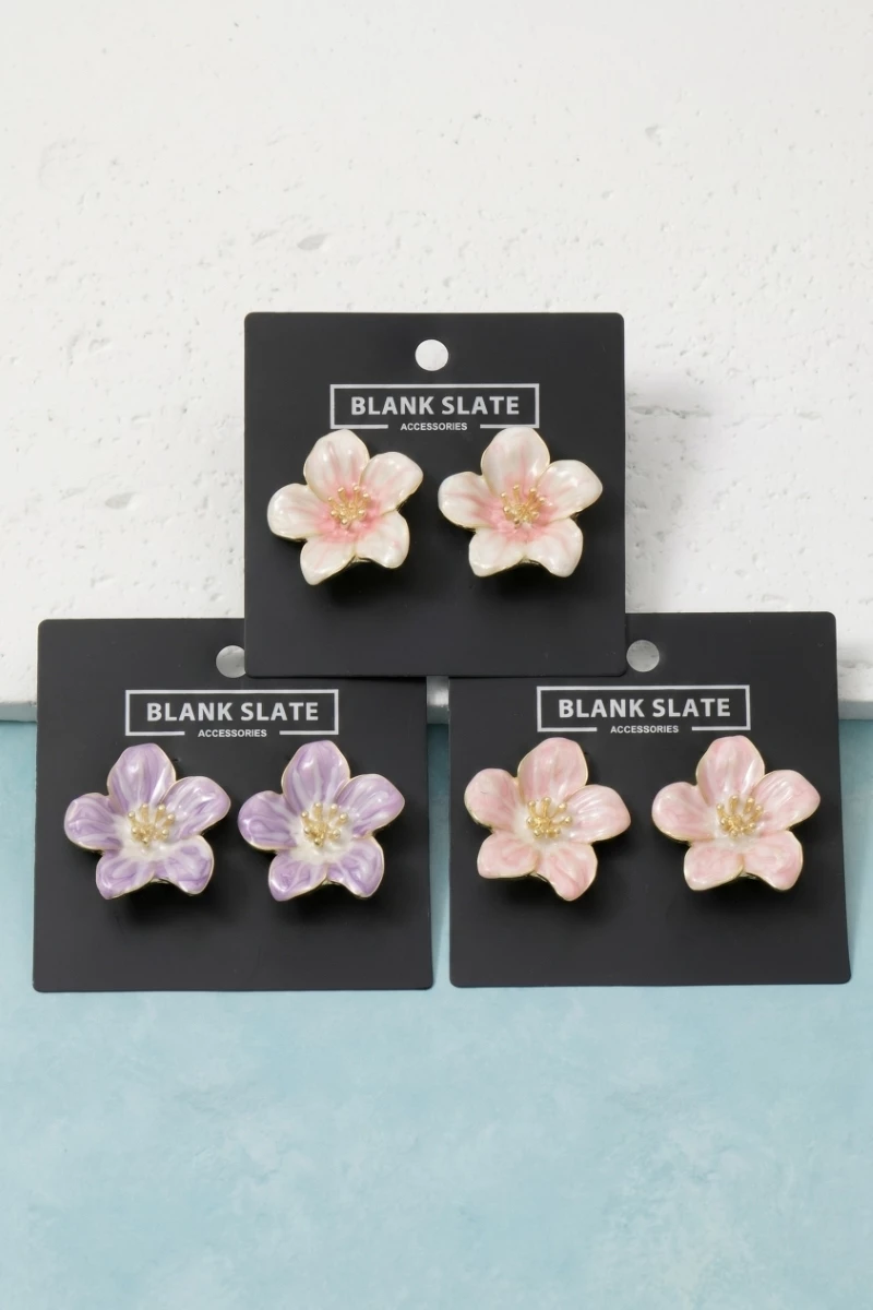 Pearlized Cherry Blossom Stud Earrings