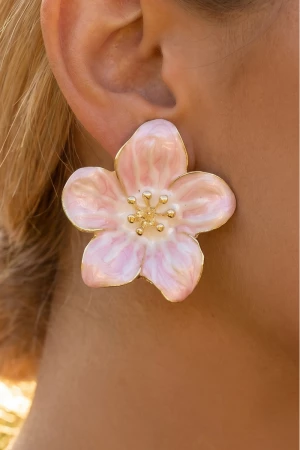 Pearlized Cherry Blossom Stud Earrings
