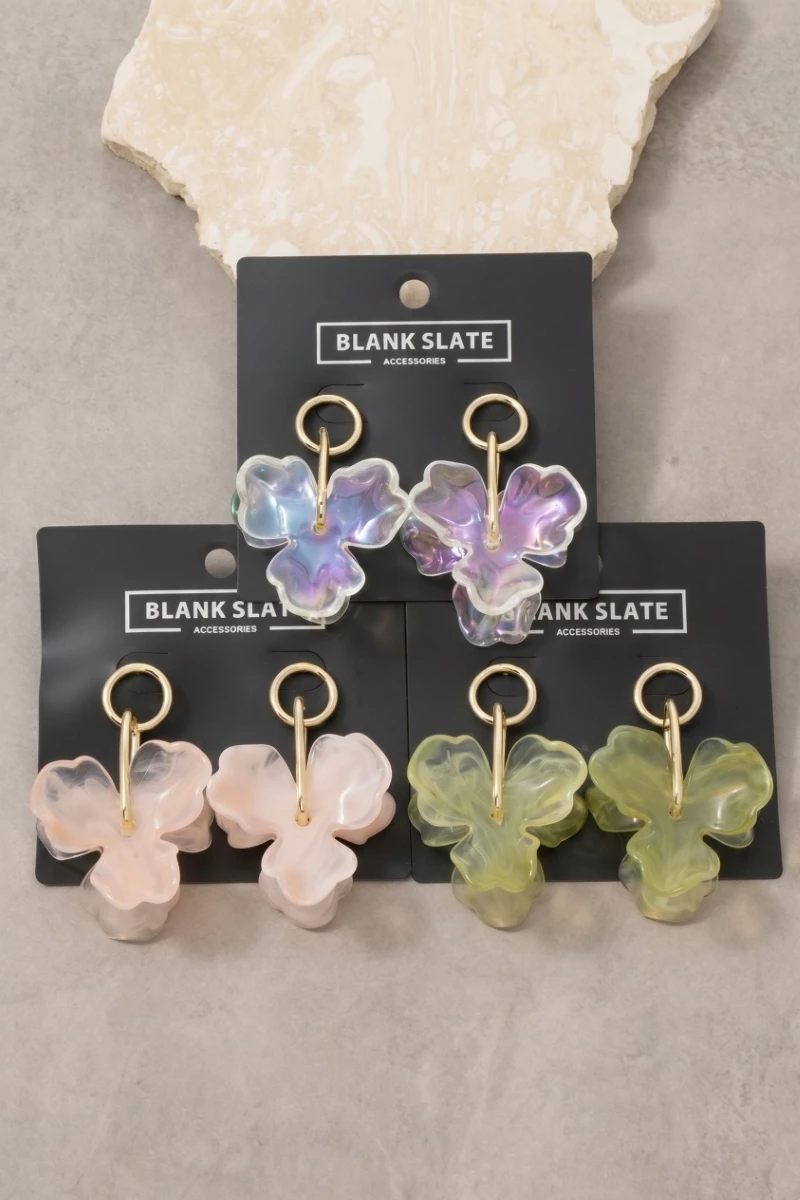 Clear Acrylic Flower Drop Earrings