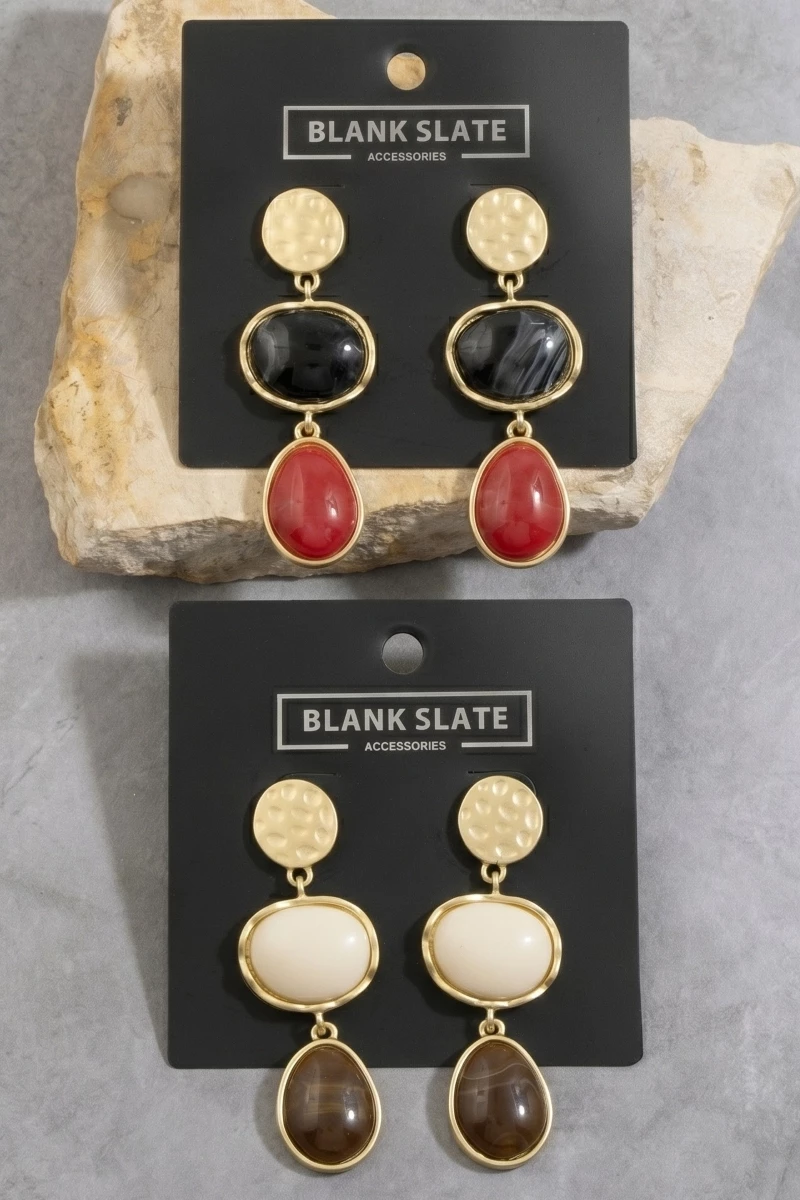 Tiered Stone Dangle Drop Earrings