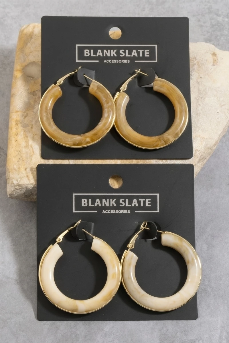 Metallic Trim Resin Hoop Earrings