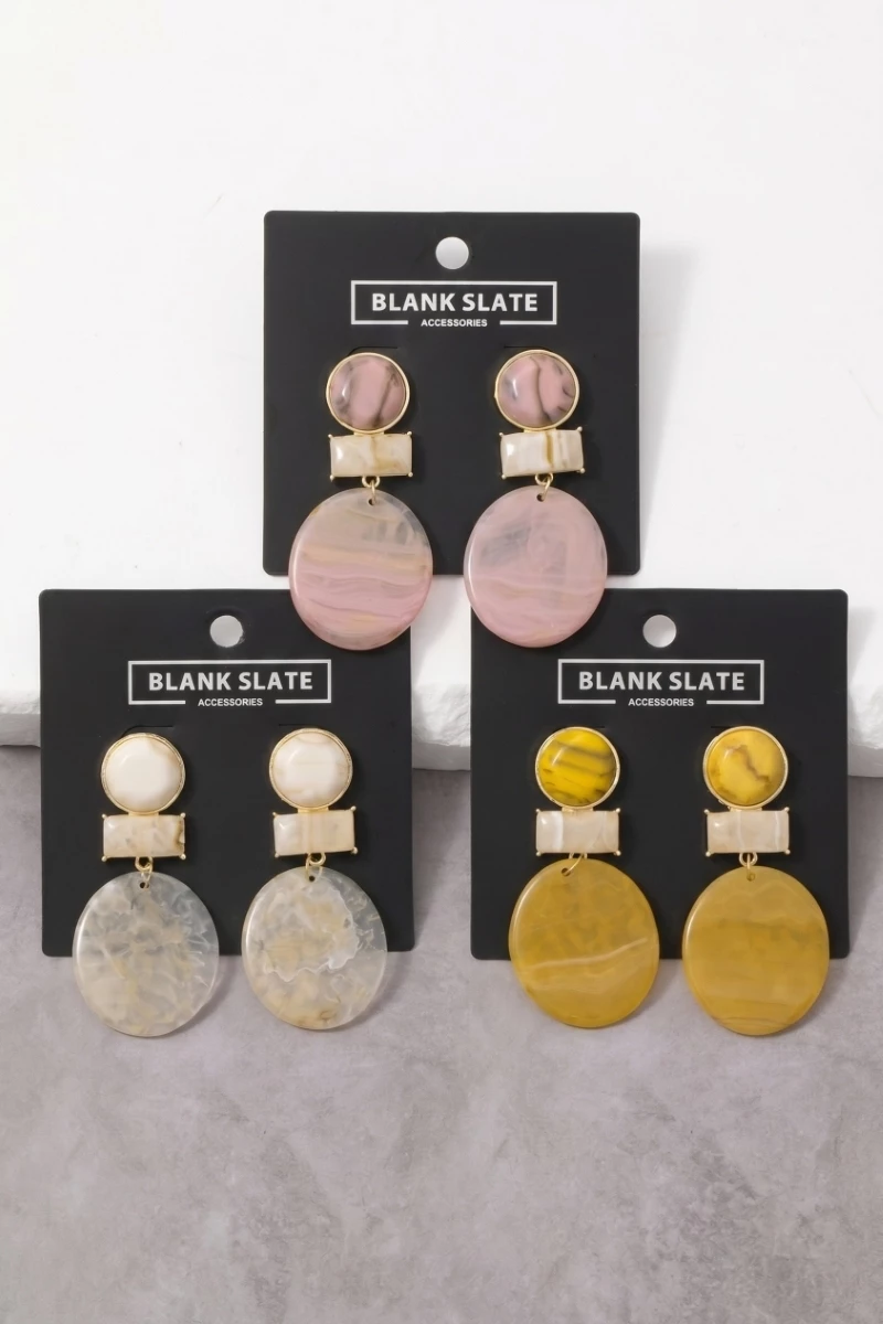 Tiered Resin Disc Drop Earrings