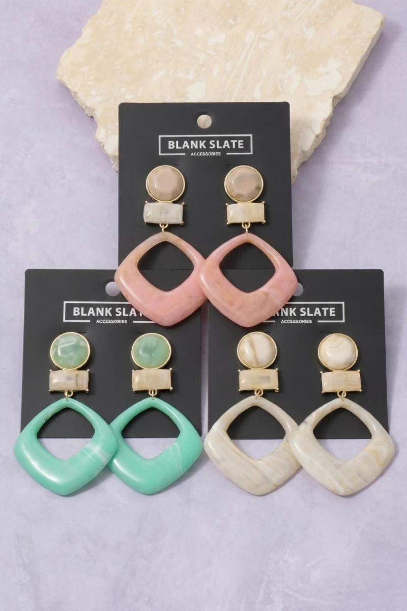 Geometric Resin Cutout Drop Earrings