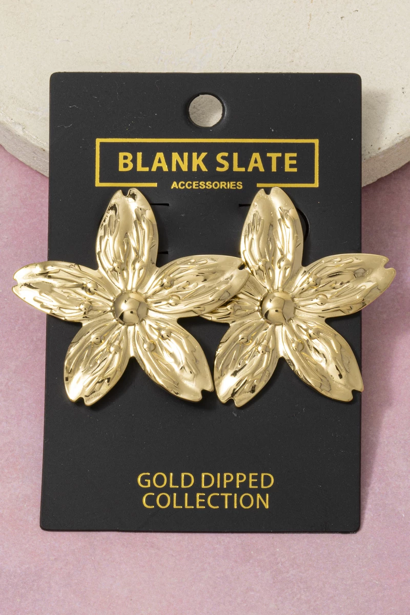 Gold Dipped Lily Flower Stud Earrings