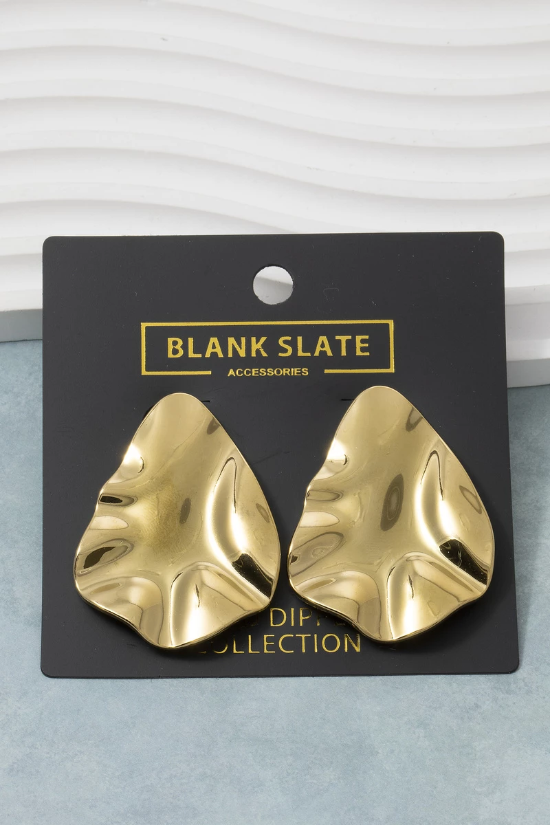 Gold Dipped Sculptural Wavy Organic Stud Earrings
