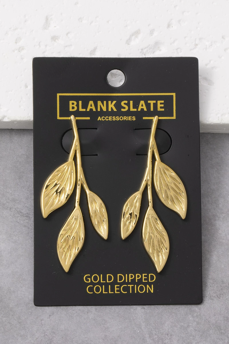 Gold Dipped Cascading Botanical Leaf Drop Earrings