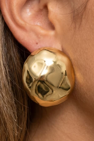 Gold Dipped Geometric Faceted Dome Stud Earrings