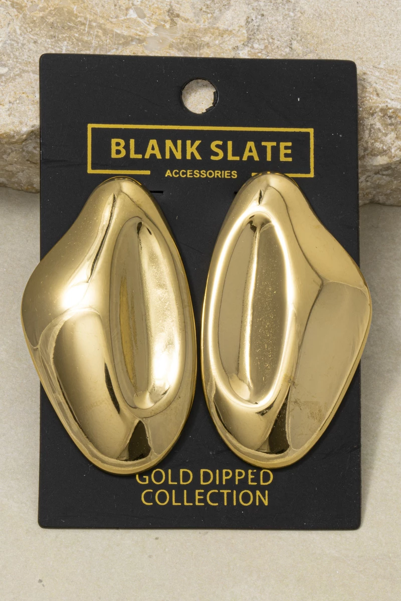 Gold Dipped Puffy Nugget Stud Earrings