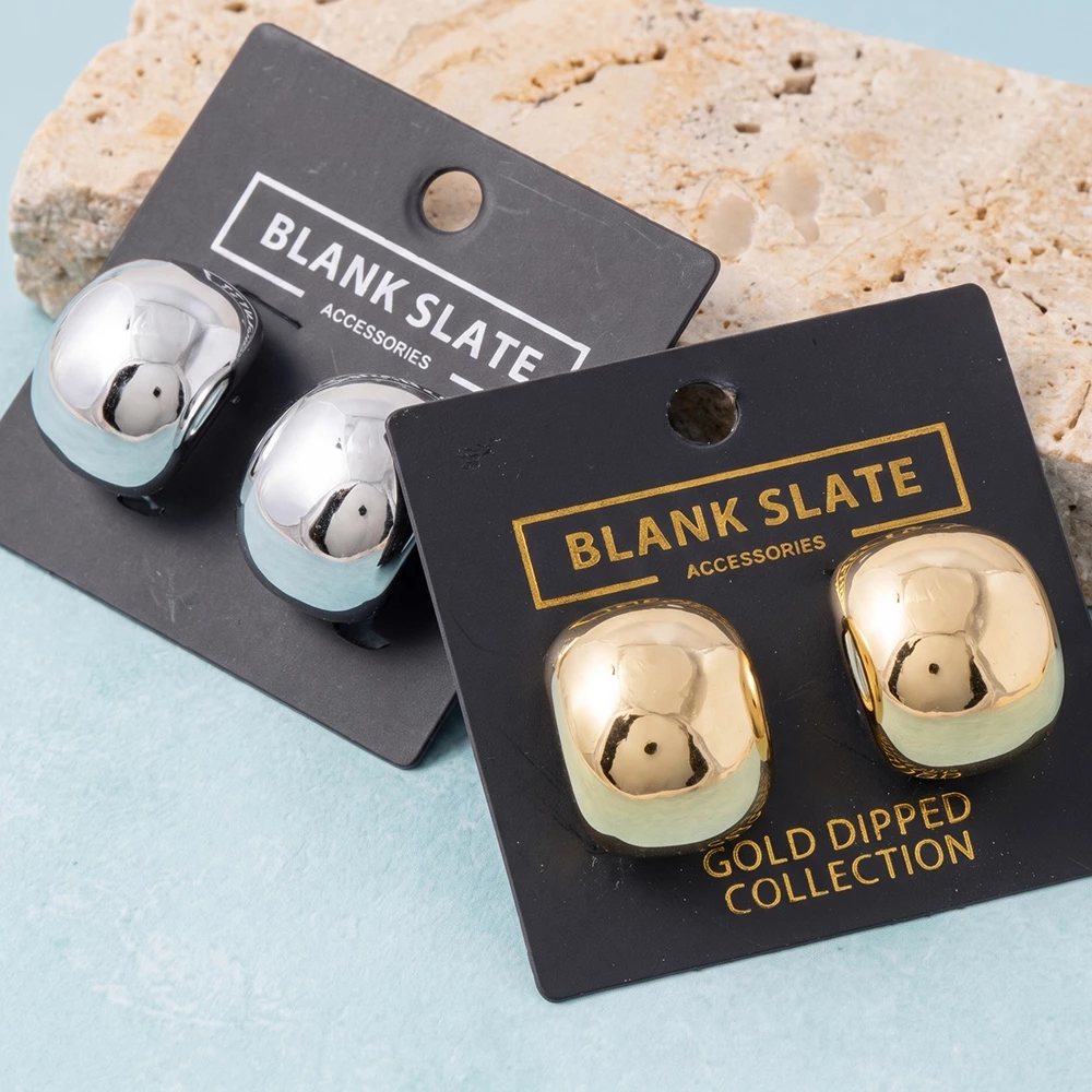 Chunky Polished Dome Ball Stud Earrings