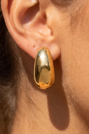 Chunky Dome Teardrop Hoop Earrings