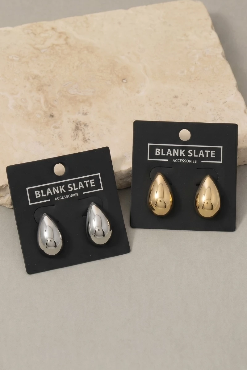 Gold Dipped Chunky Teardrop Pebble Stud Earrings