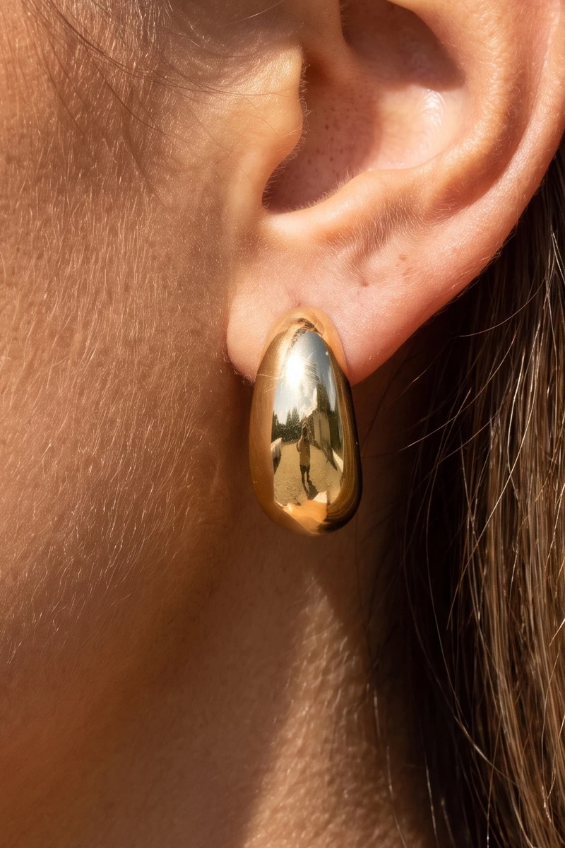 Petite Dome Teardrop Hoop Earrings