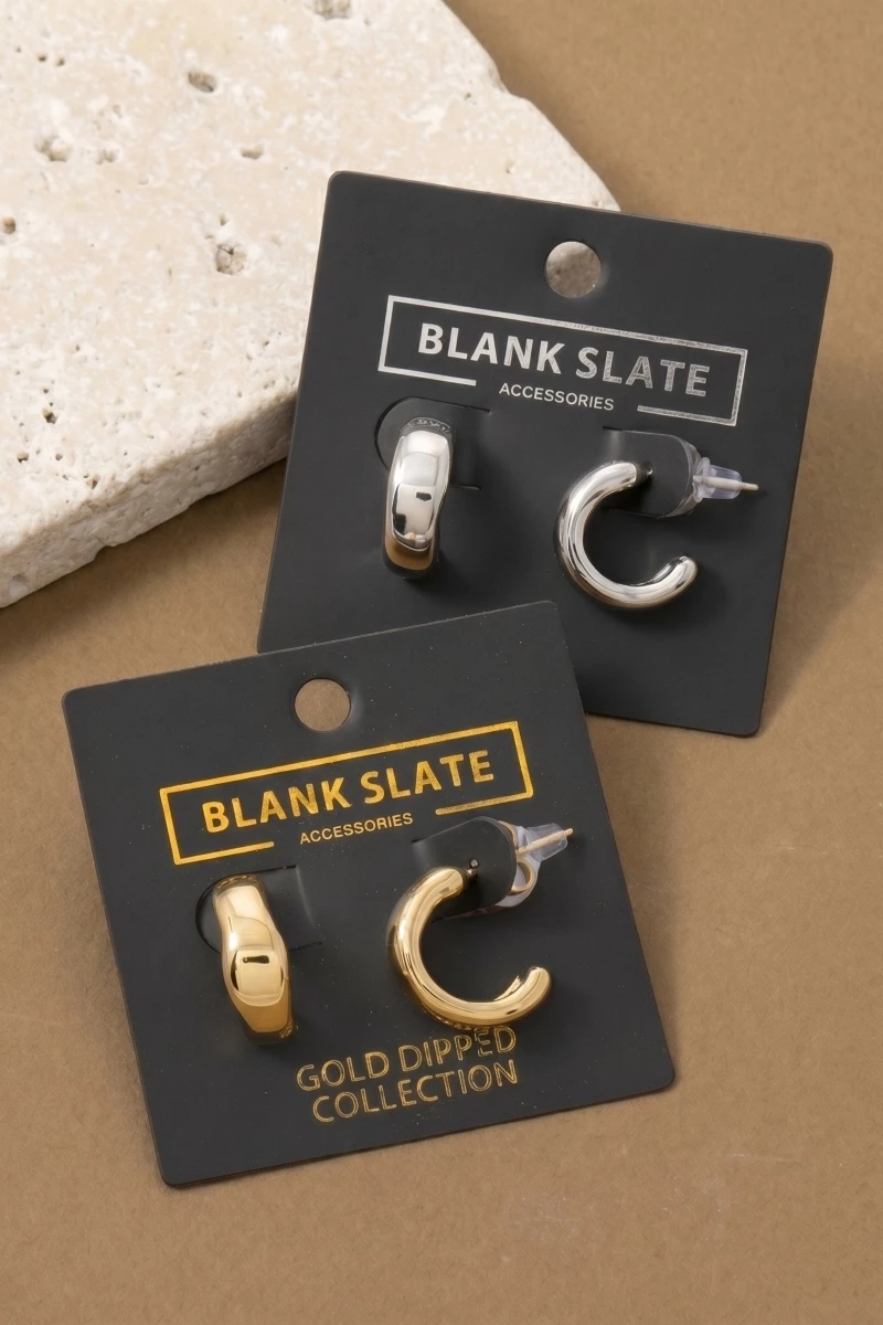 Gold Dipped Chunky Single Tube Mini Huggie Earrings