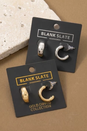 Gold Dipped Chunky Single Tube Mini Huggie Earrings