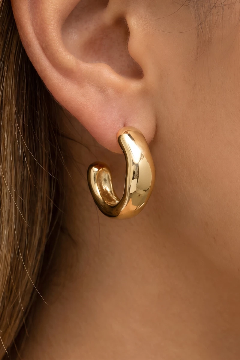 Gold Dipped Chunky Single Tube Mini Huggie Earrings
