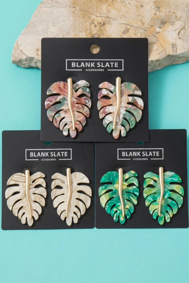 Tropical Monstera Leaf Stud Earrings