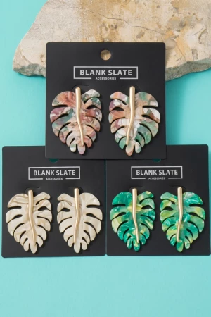 Tropical Monstera Leaf Stud Earrings