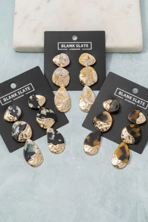 Tiered Marbled Pebble Drop Earrings