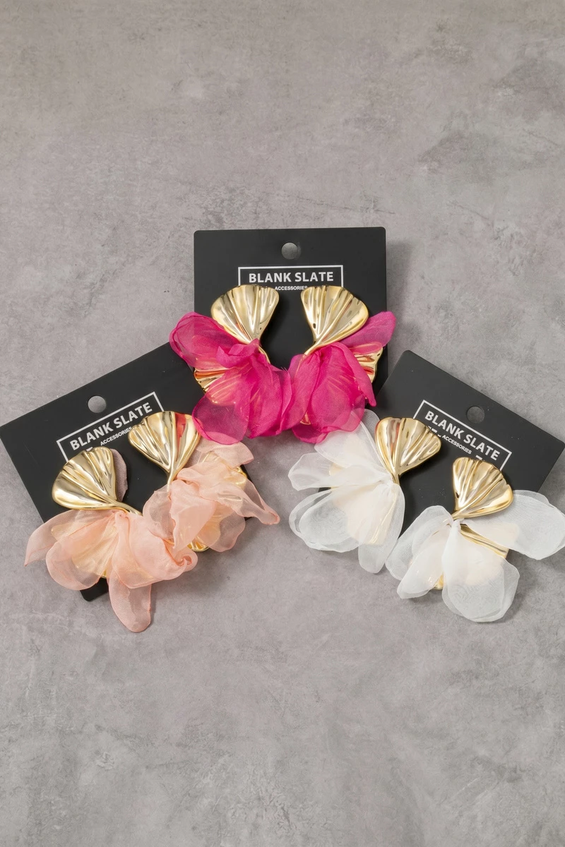 Chiffon Petal Fan Drop Earrings