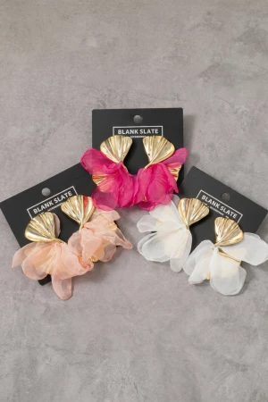 Chiffon Petal Fan Drop Earrings