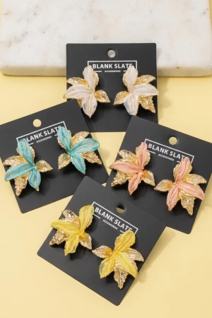 Organza Flower Petal Statement Earrings