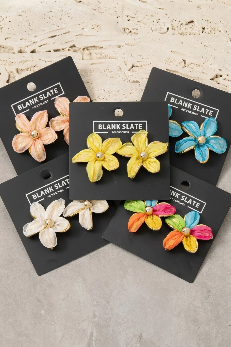 Fabric Flower Petal Stud Earrings